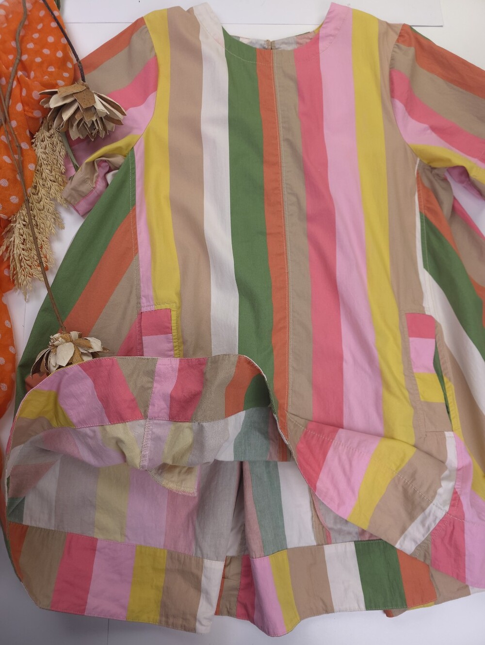 Anthropologie Maeve Multicolor Vertical Stripe Short Sleeve Cotton Tunic Dress M - Picture 6 of 11